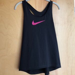 Nike Women's Black Tank Top with Pink Logo